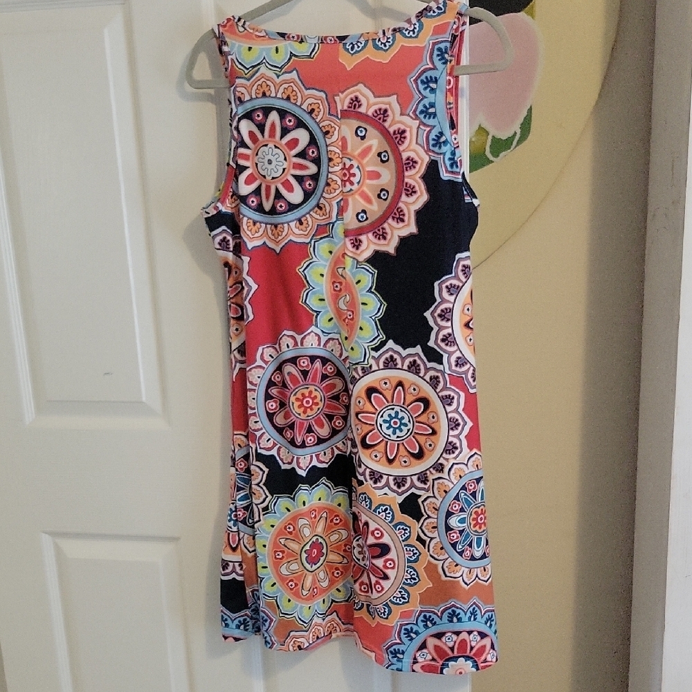 Vibrant SzXL Patterned Cotton blend Sleeveless Midi Dress - Picture 4 of 4